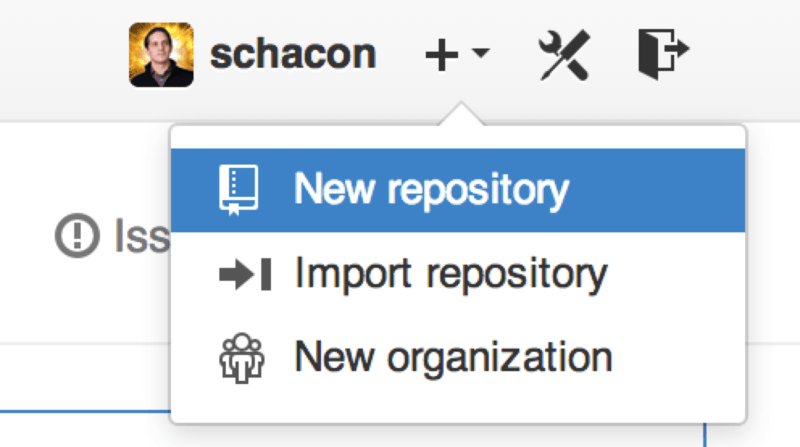 The ``new repository'' dropdown.